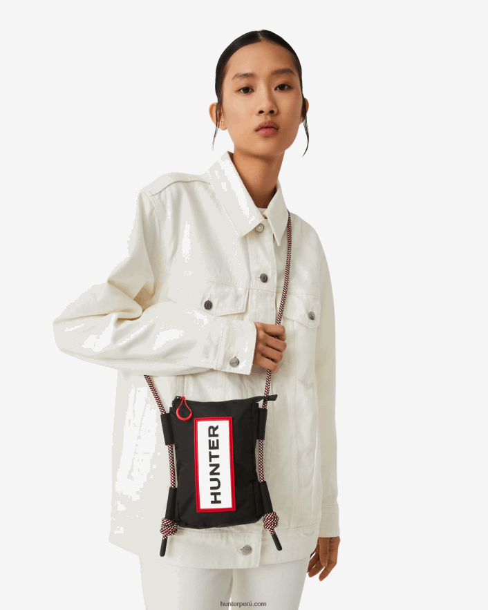 hombres Hunter funda de viaje para móvil de nailon reciclado antidesgarro logotipo de caja negra/roja Z28R2N377