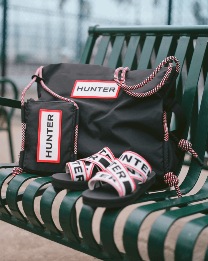 hombres Hunter funda de viaje para móvil de nailon reciclado antidesgarro logotipo de caja negra/roja Z28R2N377