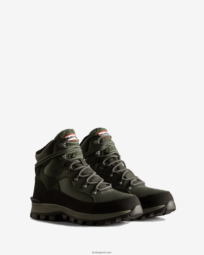 hombres Hunter Botas estilo comando Explorer de piel con cordones y aislamiento verde oliva/negro Z28R2N538