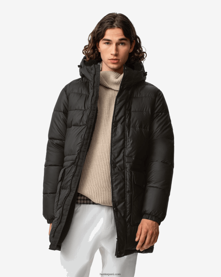hombres Hunter abrigo acolchado largo con aislamiento Intrepid negro Z28R2N608