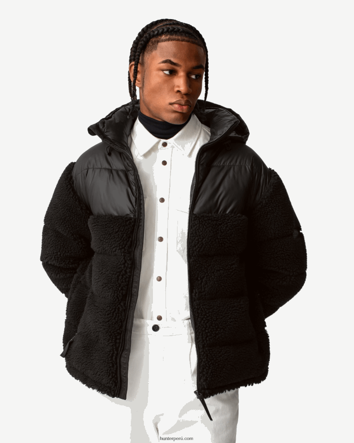 hombres Hunter chaqueta acolchada con aislamiento de borrego vegano wanderer negro Z28R2N613