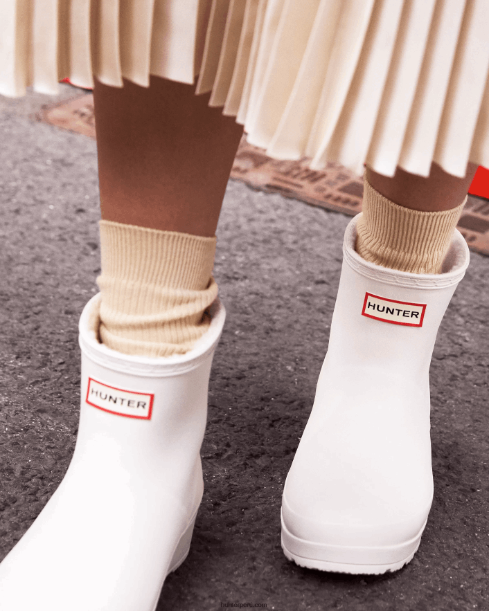 mujer Hunter botas de agua cortas con aislamiento de piel de oveja vegana play Sauce blanco Z28R2N220