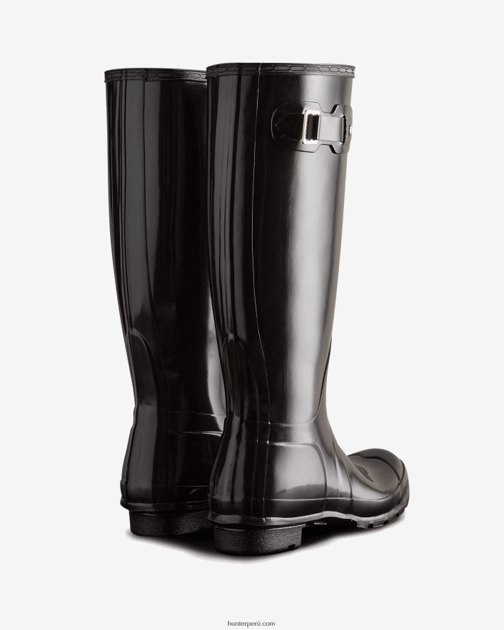 mujer Hunter botas de lluvia altas y brillantes originales negro Z28R2N55