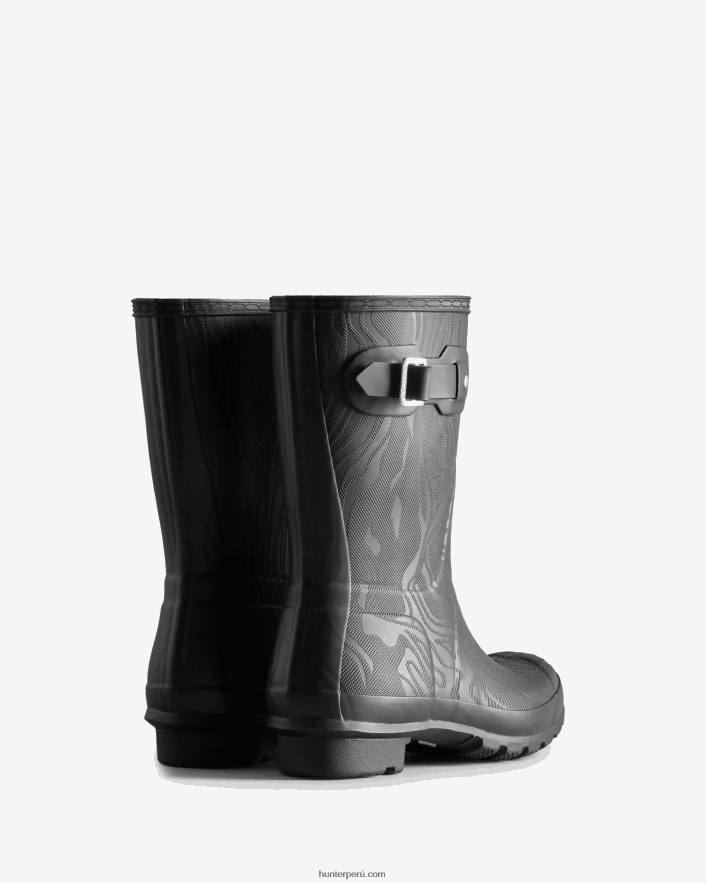 mujer Hunter botas de lluvia cortas con textura de erosión erosión textura negro Z28R2N182