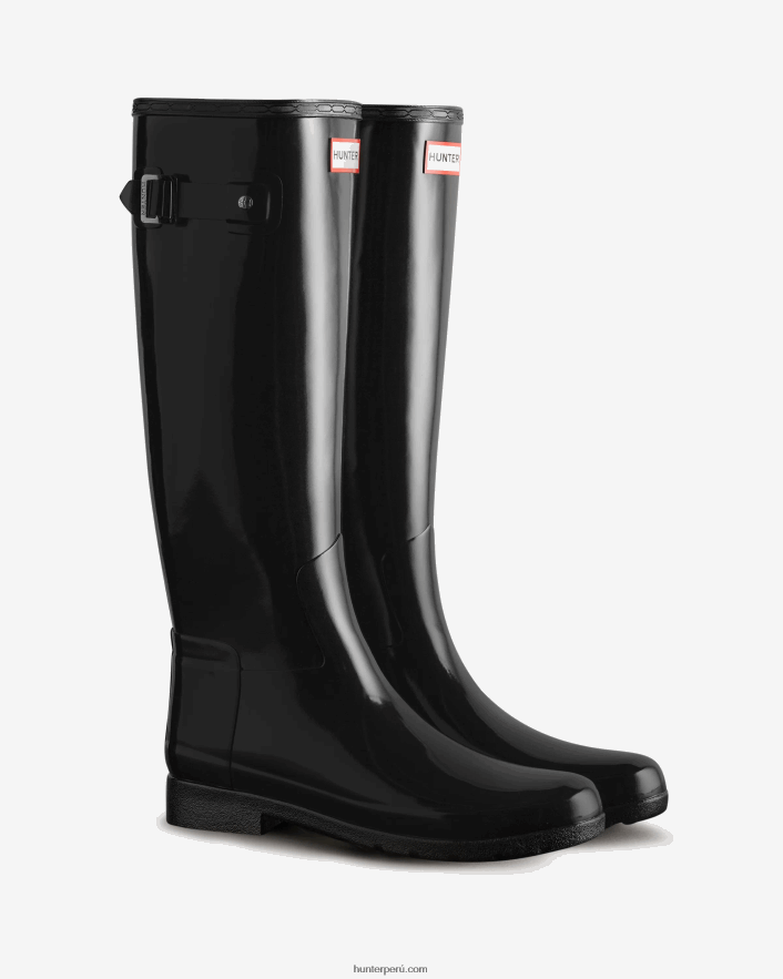 mujer Hunter refinadas botas de lluvia de corte slim altas y brillantes negro Z28R2N97