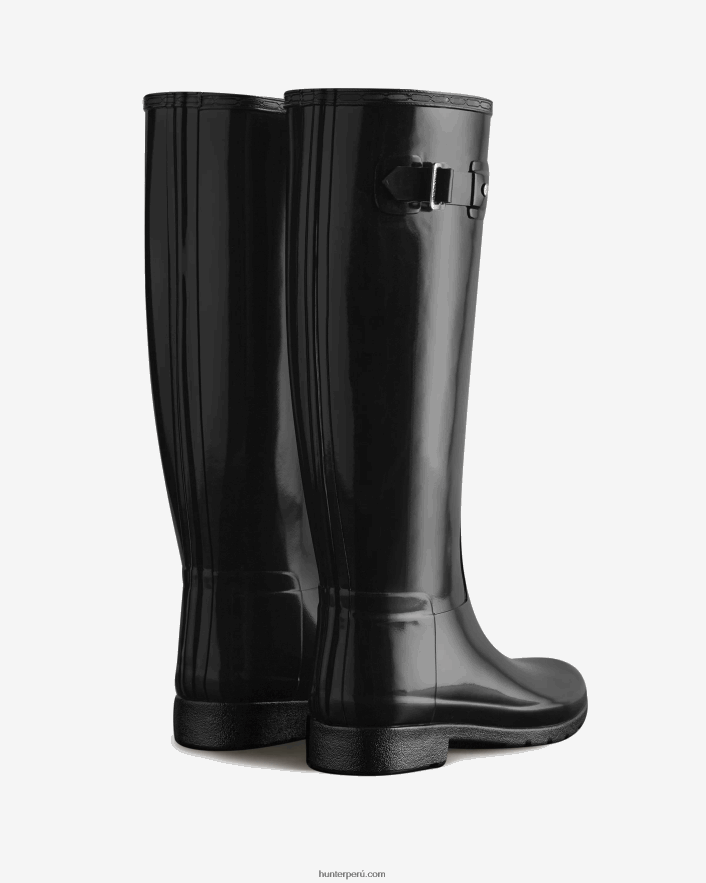mujer Hunter refinadas botas de lluvia de corte slim altas y brillantes negro Z28R2N97