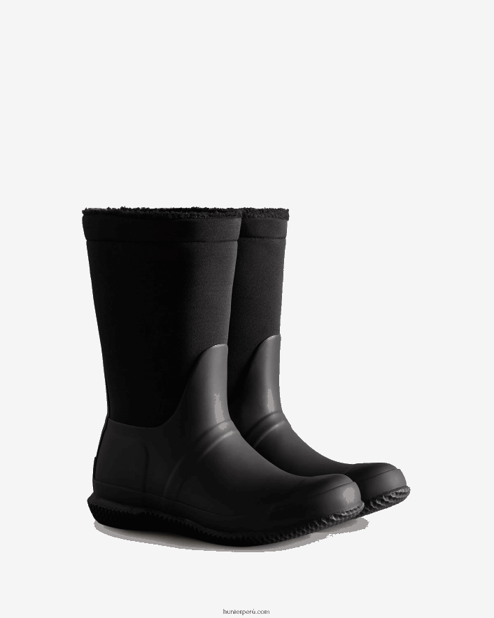 mujer Hunter botas de piel de oveja vegana con parte superior enrollable y aislamiento negro Z28R2N274
