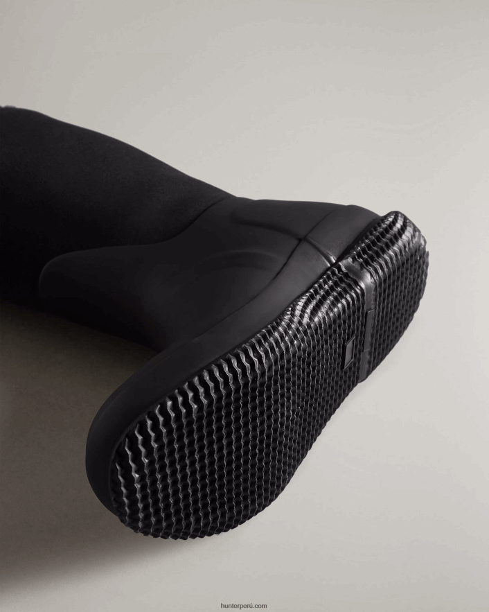 mujer Hunter botas de piel de oveja vegana con parte superior enrollable y aislamiento negro Z28R2N274