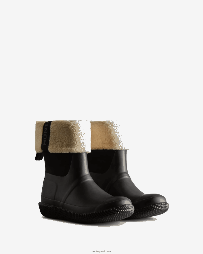 mujer Hunter botas de piel de oveja vegana con parte superior enrollable y aislamiento sauce blanco/negro Z28R2N300
