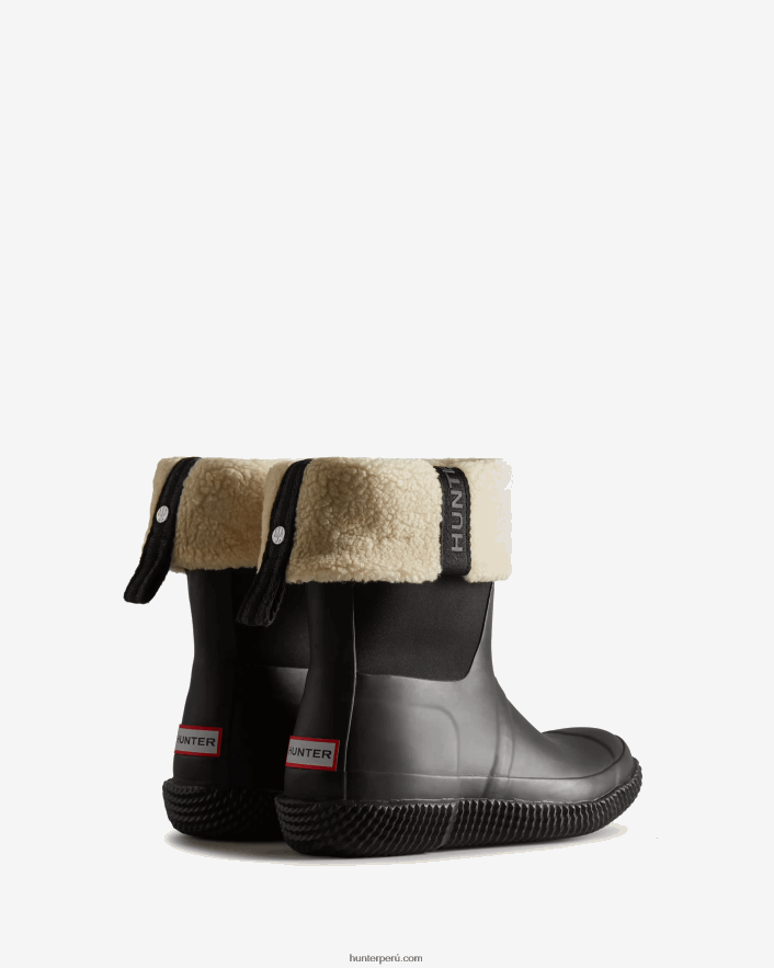 mujer Hunter botas de piel de oveja vegana con parte superior enrollable y aislamiento sauce blanco/negro Z28R2N300
