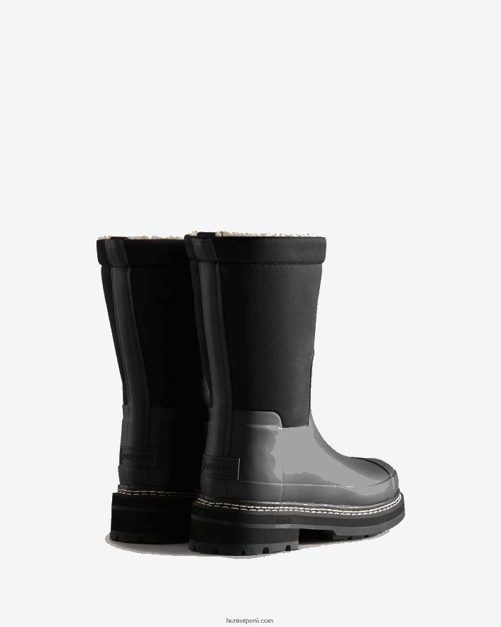 mujer Hunter botas de piel de oveja vegana con parte superior enrollada y puntadas refinadas negro Z28R2N211