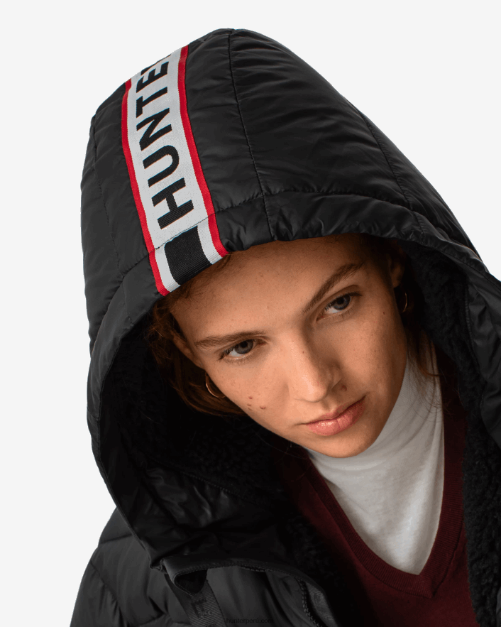 mujer Hunter chaqueta acolchada corta con tejido aislante intrepid logotipo negro Z28R2N366