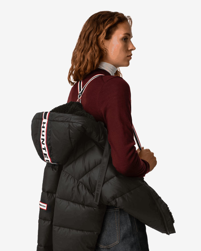 mujer Hunter chaqueta acolchada corta con tejido aislante intrepid logotipo negro Z28R2N366