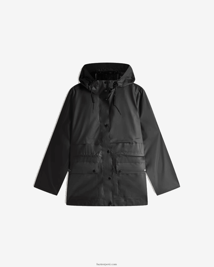 mujer Hunter chaqueta impermeable de vinilo transparente play negro Z28R2N353