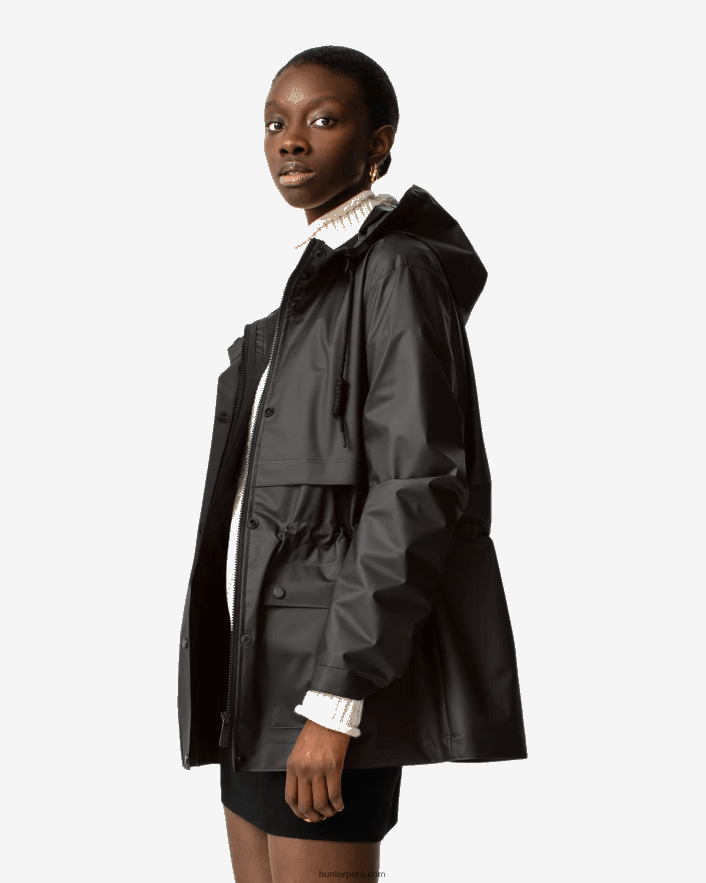 mujer Hunter chaqueta impermeable de vinilo transparente play negro Z28R2N353