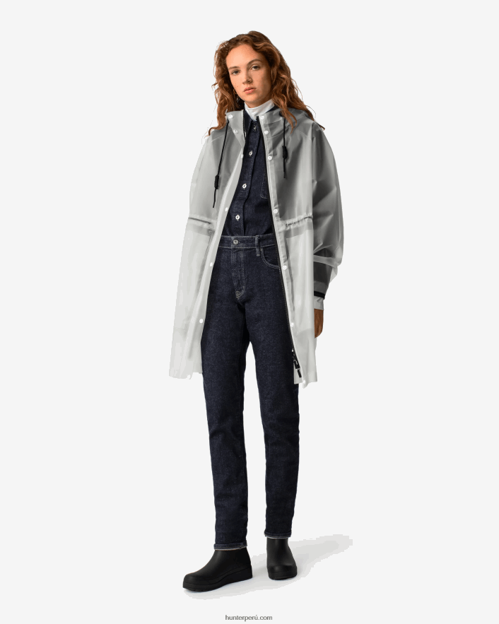 mujer Hunter play parka impermeable de vinilo transparente blanco Z28R2N340