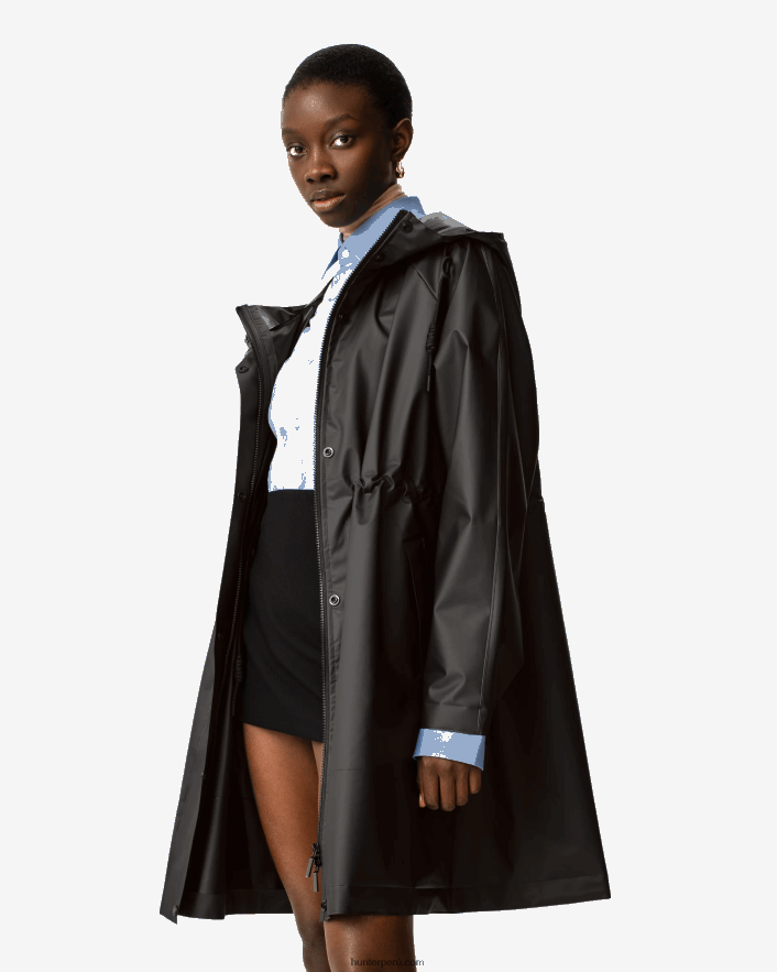 mujer Hunter play parka impermeable de vinilo transparente negro Z28R2N351