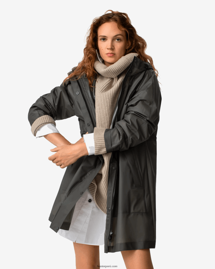 mujer Hunter play parka impermeable de vinilo transparente oliva oscuro Z28R2N350