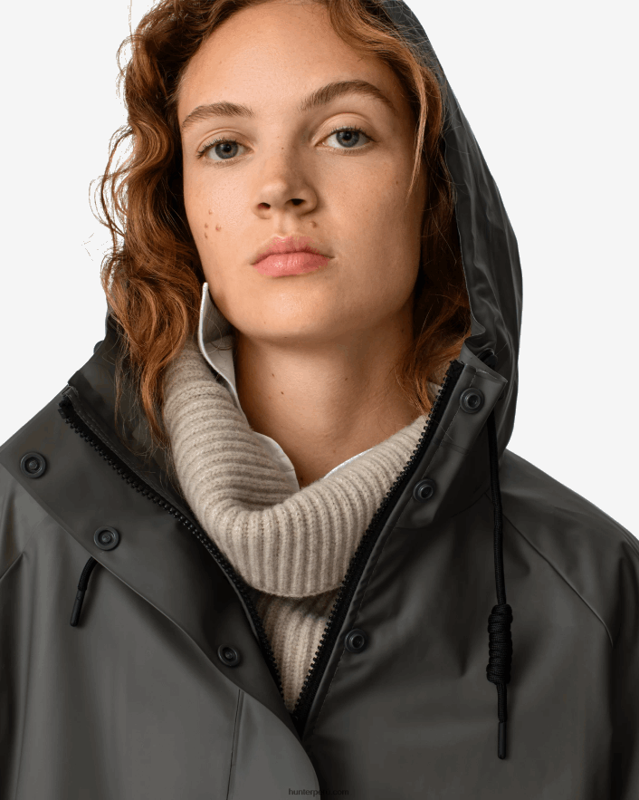 mujer Hunter play parka impermeable de vinilo transparente oliva oscuro Z28R2N350