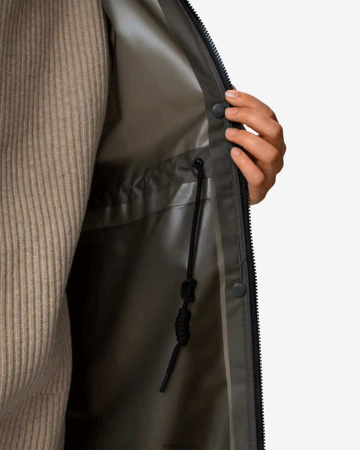 mujer Hunter play parka impermeable de vinilo transparente oliva oscuro Z28R2N350