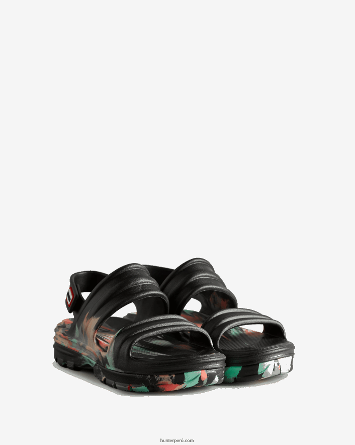 mujer Hunter sandalia bloom de mármol negro Z28R2N257