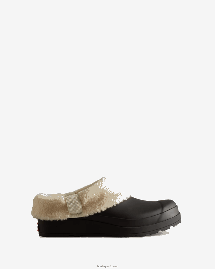 mujer Hunter play zuecos aislantes de piel de oveja vegana negro Z28R2N258